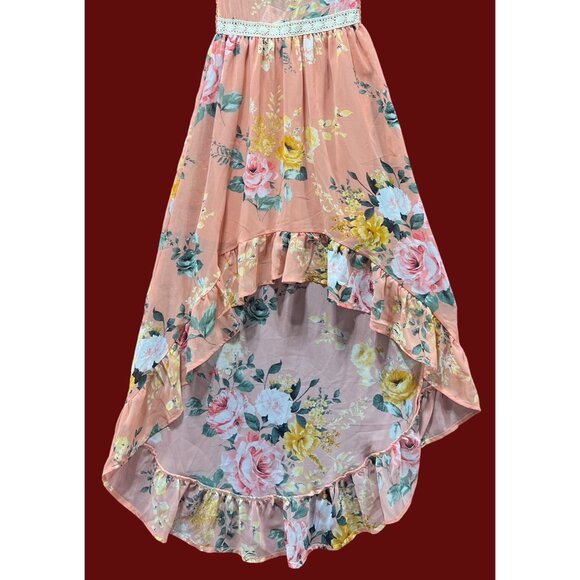 Rue 21 - Women's Summer Sleeveless High Low Hem Ruffle Floral Dress - Pink - XXS - Picture 16 of 16